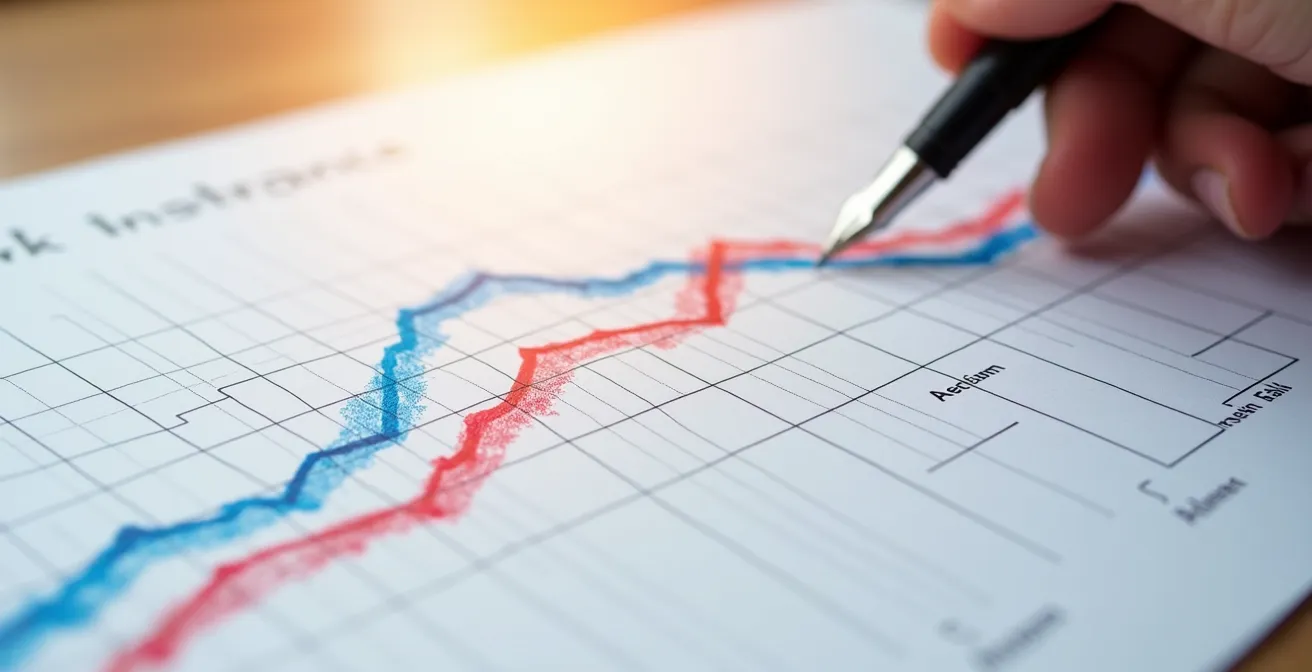 Confronto visivo tra due percorsi assicurativi su carta millimetrata
