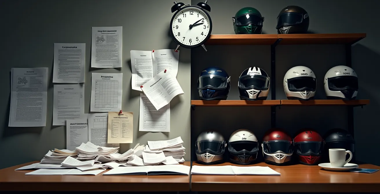 Timeline visuale dei percorsi privatista e autoscuola per patente moto