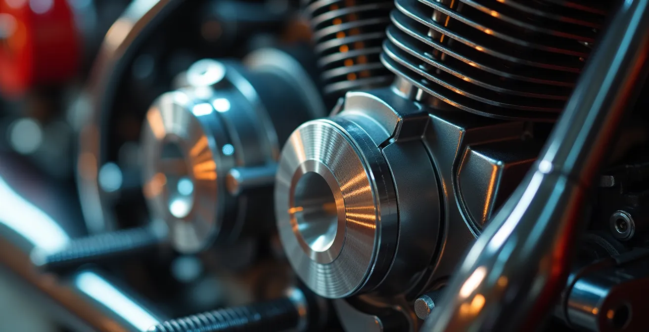 Dettaglio tecnico motore scooter moderno con componenti visibili