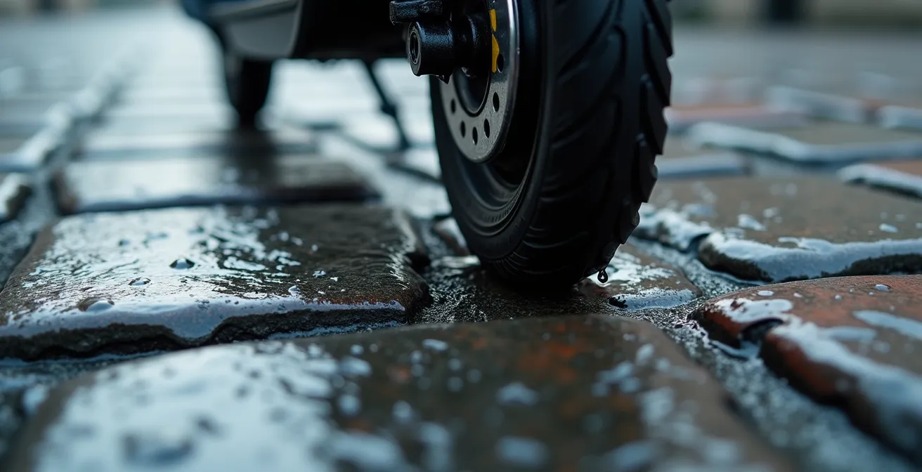 Visualizzazione dell'effetto giroscopico di una ruota da 16 pollici in movimento