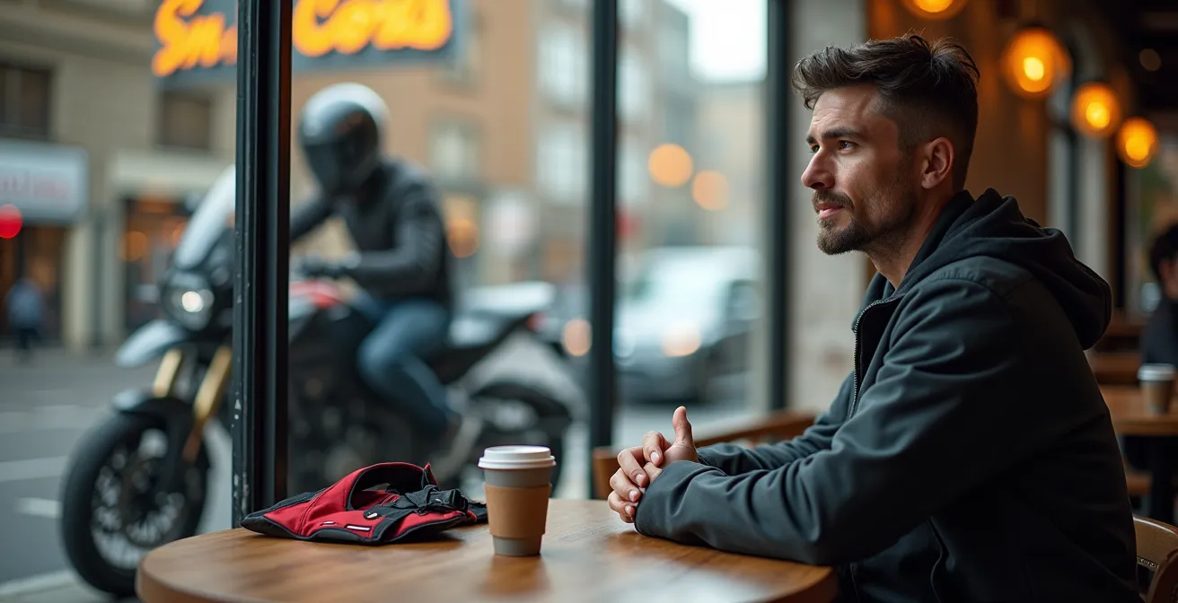 Confronto visivo tra gilet airbag esterno e giacca con airbag integrato per uso quotidiano