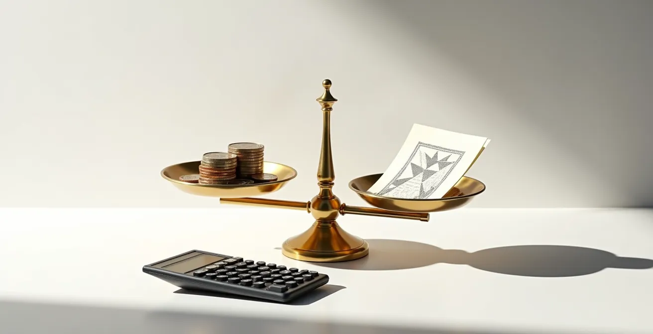 Confronto visivo dei costi del passaggio proprietà moto con monete e calcolatrice