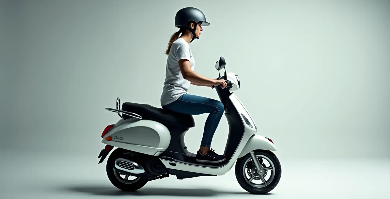 Dimostrazione del triangolo ergonomico sella-manubrio-pedana su scooter